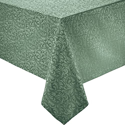 Erwin Müller Tischwäsche, Tischdecke Uni, Serie Hamm Salbei Größe 140x240 cm - mit hochwertigem Kuvertsaum und Fleckschutz ausgerüstet