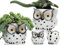Vasi per piante gufo succulente Vasi per piante per gli amanti dei gufi,pialla con drenaggio 2vasi grandi (15cm)+2piccoli (6,35cm) in ceramica bianca,vasi per utensili da banco,organizer per spatole
