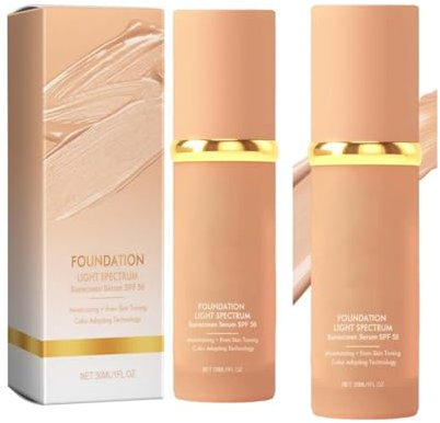 Biomimic Foundation 4in1 | 2-Pack Flüssige Gesichtsgrundierung | Wasserfeste Warm Change Foundation Mit Lichtschutzfaktor 50+ | Koreanisches Biomimisches Make-up | Langanhaltend Deckender Basisprimer