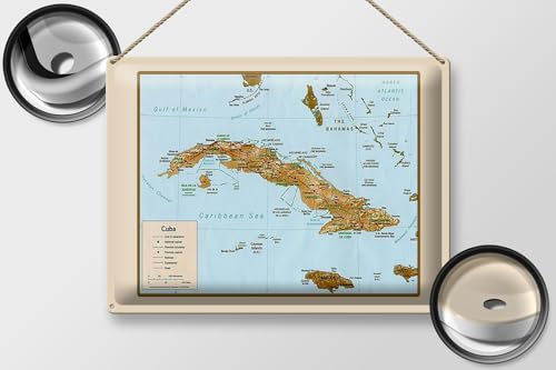FEMER Blechschild Cuba 40x30 cm Landkarte Metall Deko Schild