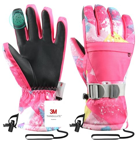 Pnosnesy Skihandschuhe, wasserdichte Schneehandschuhe, Winterhandschuhe, Winddichte Touchscreen-Handschuhe für kaltes Wetter für Männer, Frauen und Kinder