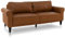 Modernes 3-Sitzer-Sofa aus PU-Leder mit überfüllten Kissen, 206 cm, Couch für Wohnzimmer, Büro und Empfangsraum, Braun, gepolstertes Schlafsofa, Sofa mit Massivholzbeinen, bequemer Lounge-Sitz