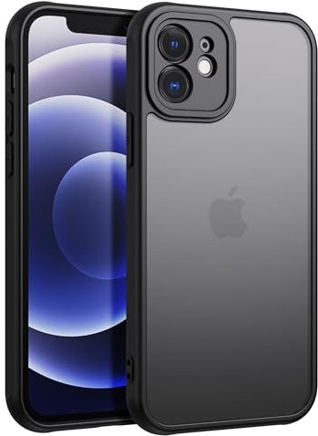 YLK Cover Opaca per iPhone 12 mini 5,4 Pollici, Custodia Posteriore Glassata Traslucida Sottile, Cover per iPhone 12 mini con Della Fotocamera Protezione (Nero)