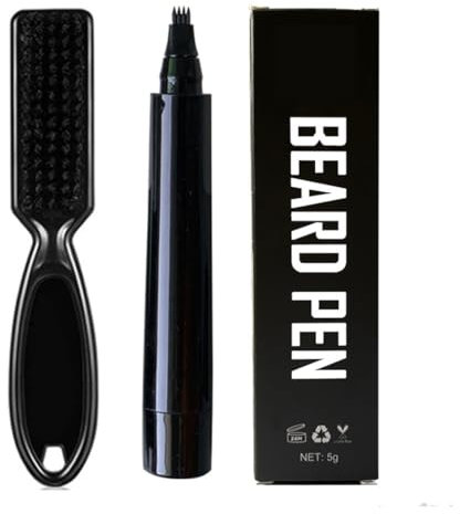 Kit de Bolígrafo de Relleno para Barba, Relleno de Lápiz de Barba para Hombres con Cepillo, Impermeable y Duradero, Kit de Bolígrafo Relleno de Barba para Bigotes y Cejas