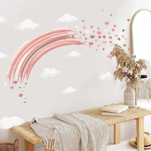 Regenbogen Wandsticker Herzen Wandaufkleber Wandtattoo für das Kinderzimmer für Kinderzimmer Schlafzimmer Wohnzimmer Zuhause Wand Dekoration