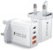2-Pack USB C Plug Fast Charger 40W 4 Port with Dual PD 3.0 & QC Multi Phone Charger Adapter UK Wall Mains Plug for iPhone 16 15 14 13 12 11 Pro Max X XR XS 8 7 6 6S Plus 5 5S SE,iPad,AirPods,Samsung