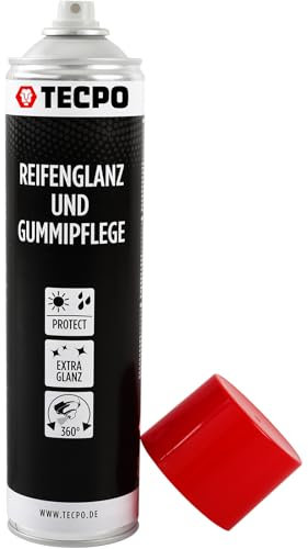 TECPO Spray de brillance pour pneus - 600 ml - Pour l'entretien et la brillance soyeuse des pneus décolorés