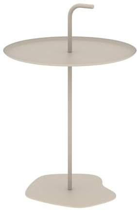 casa.pro Outdoor-Metalltisch Calimera 56 x Ø 38 cm Champagne Rund Balkonmöbel wetterfest Beistelltisch Gartentisch mit integrierter Griff
