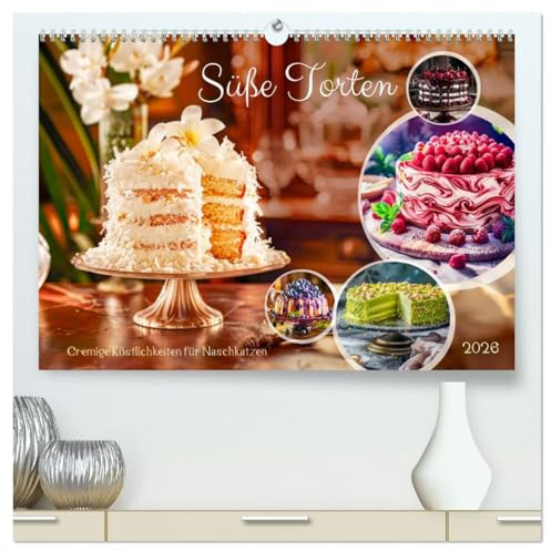 Süße Torten - Cremige Köstlichkeiten für Naschkatzen (hochwertiger Premium Wandkalender 2026 DIN A2 quer), Kunstdruck in Hochglanz: Verführerische Torten: Genuss für Naschkatzen (CALVENDO Lifestyle)