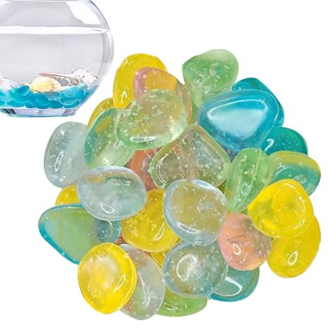 Shenrongtong Aquarienkies | Fischsteine für Aquarium – leuchtende Kieselsteine, leuchtende Dekoration für Außenbereich, Hof, Terrasse, Gehweg, Pool, Auffahrt, Blumenbeet