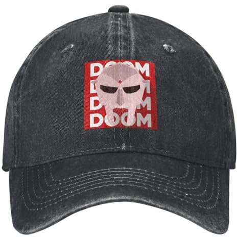 UIOPPIOS MF Doom Maske Washed Baseball Cap Heavy Metal Band Casual Trucker Dad Hut Sommer Unisex Teens Outdoor Sonnenschutz Snapback Cap