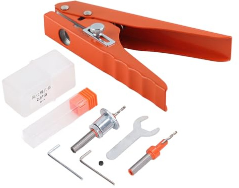 Lyrlody 10mm Single Hole Punch, Heavy Duty Chromed Iron Bench Punch Pliers for PVC Cards, Adjustable Positioning
