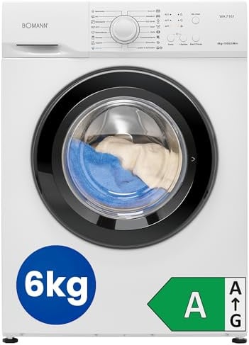 Bomann® Waschmaschine 6kg | max. 1000 U/Min. | Bürstenloser DC-Motor: effizient, leise und langlebig | Temperatur bis zu 90°C | 16 Programme | Washing Machine | Waschmaschine 45 cm tief | WA 7161