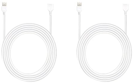 Clearhill 3m/9,84pieds 2pièces Câble de prolongation USB mâle vers femelle avec fil 2 broches 22AWG,blanc,pour ventilateur de bureau USB,bandes LED et autres alimentations électriques basse puissance