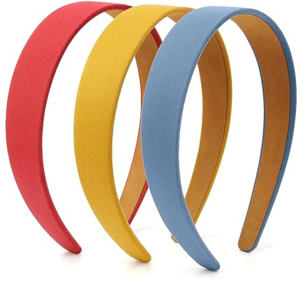 Aribliseza Haarreifen Damen, 3 Stück Haarreif Set & Rote, Gelbe, Blaue Haarreifen für Damen, Bequeme Kopfband Haarschmuck für Erwachsene