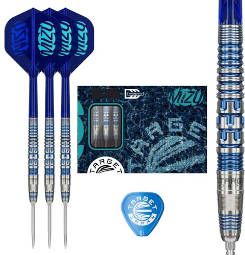 Target Japan Mizu Series Steel Tip Darts, 23G/24G | 90% Wolfram-Darts, K-Flex Nr. 2 Flights & Shafts, Swiss Nano Points & SP-Werkzeug im Lieferumfang enthalten