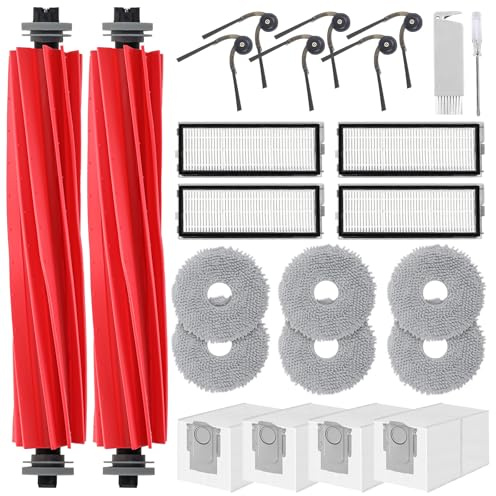 Spofan Accessoires de Rechange pour Roborock Qrevo S Pro, QV 35A, QV 35S | QR 598, QR 798 Robot Aspirateur, 2 Brosses Principales 6 Brosses Latérales 4 Filtres HEPA 6 Serpillières 4 Sacs à Poussière