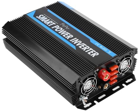 Akozon Transformador Inversor de Voltaje de Potencia de Onda Sinusoidal Pura, Accesorio Automático para Pantalla Digital de Aluminio de Emergencia, 2000W, 12V, 220V