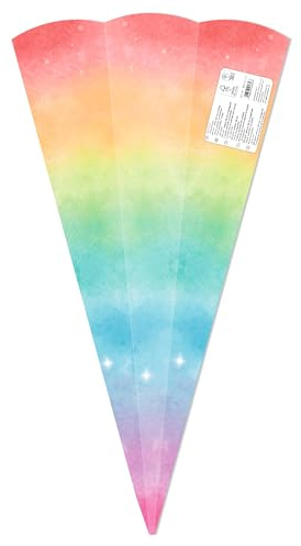 Ursus 992 00 03F - Schultüten Regenbogen, 5 Stück, Rohlinge aus farbig bedrucktem Karton 460 g/m², 6-eckig, Höhe ca. 68 cm, Durchmesser ca. 20 cm, zum Selbstbasteln, für die Einschulung