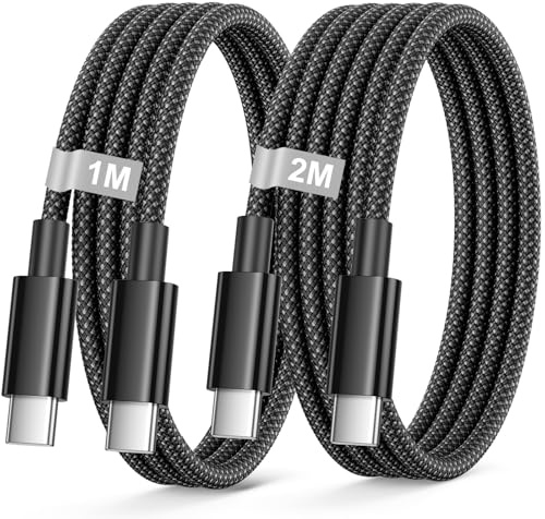 Cable USB C Carga Rapida 1M+2M, 60W Cable Cargador Tipo C para iPhone | Nylon Compatible con iPhone 17 Pro Max Air/16/15 Plus Pro Max, Galaxy S26 S25 S24 S23 A53, Pixel 10 9 8, PS5, etc.