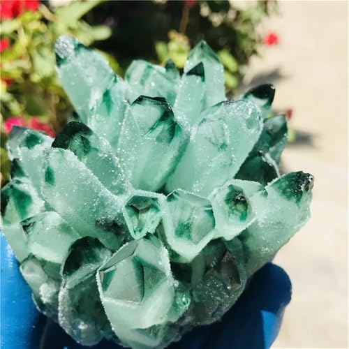 Stone Green Ghost Quartz Crystal Cluster Decorative Aquarium Gift(300-400g)