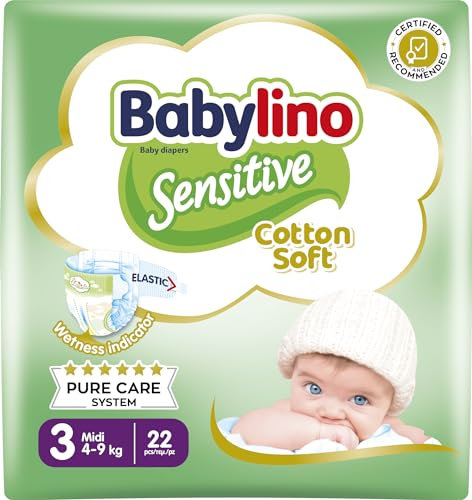Babylino Sensitive Baby Windeln Größe 3, Midi (4-9Kg), 22 Stück