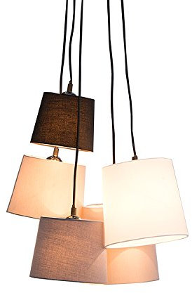 5-flammig Hängeleuchte LEVELS schwarz grau weiß Deckenlampe E14 Pendelleuchte Leinen
