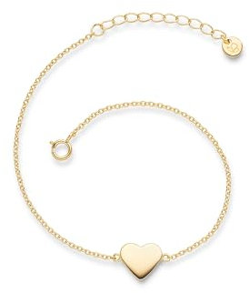 GLANZSTÜCKE MÜNCHEN Damen-Armband Herz 925/- Sterling Silber gelbvergoldet 17 cm + 3 cm - Armkettchen mit Herz-Anhänger Silberkettchen