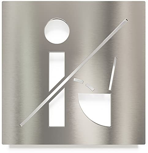Edelstahl Hinweis-Schild Bitte setzen - selbstklebend & pflegeleicht - Design Piktogramm - WC-Schild H-21-E