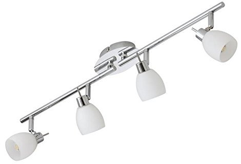 Trango 4-flammig 1008 LED Deckenstrahler *ISLA* Deckenleuchte mit Glaslampenschirm in Chrom-Optik, Deckenspots inkl. 4x 3.5 Watt G9 LED Leuchtmittel, Spots schwenkbar & drehbar