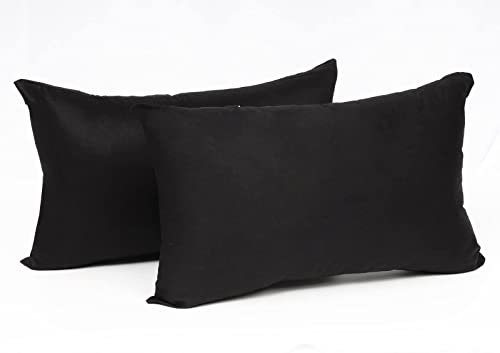 Laneetal 2 Set Kissenbezug 30x50cm Schwarz - 100% Baumwolle Kissenhülle mit Reißverschluss, Weicher Kissenbezüge Doppelpack Sofakissenbezug (Ohne Füllung)
