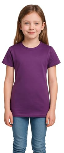 Girls Cotton T Shirt Plain Crew Neck Casual Fashion Top Everyday Wear | Soft Feel Tee Lightweight Breathable Stylish Trendy Wardrobe Essential