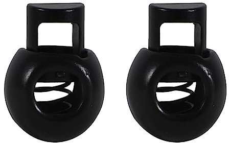 Trimming Shop Metal Spring Loaded Cord Lock Stop Toggle Fastener for Luggage, Clothing, DIY Projects, Lanyard, Backpack, Sportswear, Jackets, Shoelaces (Black, 2pcs)