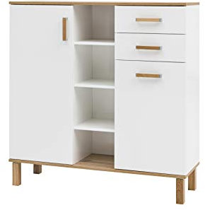 Schildmeyer Padua Kommode Weiß-Eiche Landhaus Dekor, HxBxT 114,5 x 142 x 35 cm