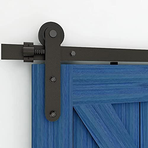 CCJH 2M (6.6FT) Binario per Porta Scorrevole Nero Kit Esterno Muro Accessori con Regolabile Guida Porte Scorrevoli Pavimento