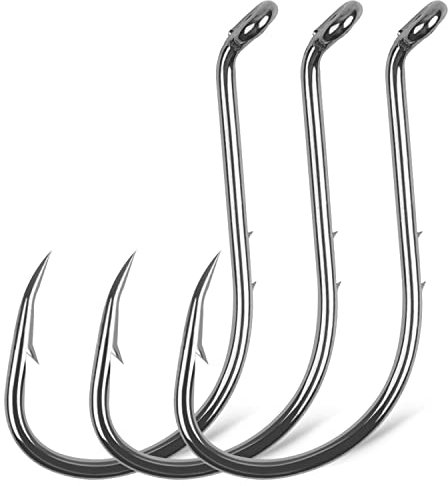 FUSIGO Octopus Angelhaken, 110 Stück, Köderhalter-Haken, scharfe Jighaken, Karbonstahl, Offset-Rundhaken mit 2 Widerhaken für Salzwasser und Süßwasser Größe #8-6/0 (110 Stück 1#)