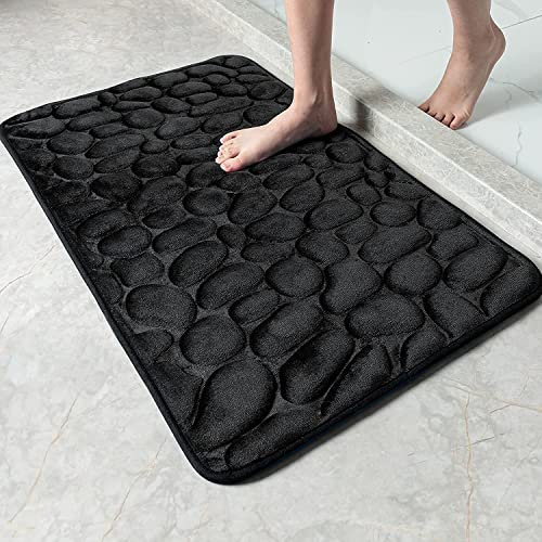 SHANNA Tapis de Bain en Mousse à Mémoire de Forme, 40 x 60cm, Tapis de Salle de Bain Ultra Doux et Antidérapant, Absorbant l'eau et Lavable en Machine pour La Salle de Bain, La Douche Noir