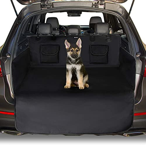 Toozey Universal Kofferraumschutz mit Seitenschutz - Wasserdicht, Reißfestigkeit & Pflegeleicht - Kofferraum Schutzmatte für Hunde - Passend für Mittelgroße Kleine Auto LKW SUV - Schwarze Kante