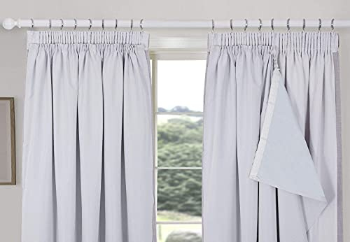 always4u 100% Blackout Curtain Lining Pencil Pleat 1 Pair Odorless Thermal Blackout Linings 44*51Drops for Curtains (Inc.15 Hooks)