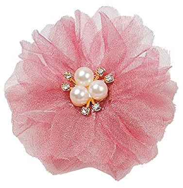 KABELIFE Schön Blume Brosche, Ansteckblume, Haarblume Haarblüte mit Strass Perle Haarschmuck Sicherheitsnadel, Hochzeit, Party, Dekoration (Rot)