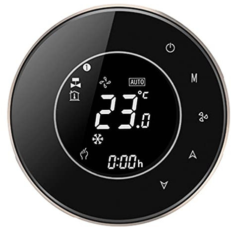 Termostato WiFi Beca BAC-6000ALWN Fan Coil Controllo Condizionatori a 2 Tubi, termostato smart controllo App Smartlife (Nero)