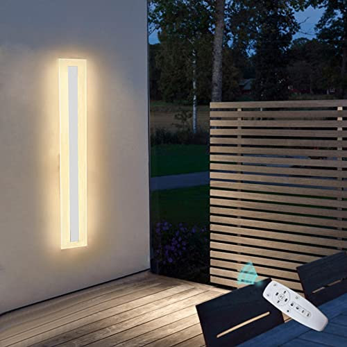 VOMI LED Aussenleuchten Wand Lang Schmal Wandleuchte Dimmbar mit Fernbedienung Weiß Wandlampe Innen Außen IP65 Lichtleiste Metall Badezimmer Schlafzimmer Wohnzimmer Treppen Gärten Terrassen Flur,80cm