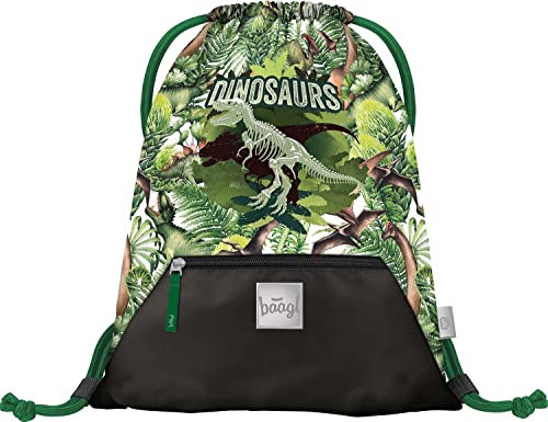 Baagl Turnbeutel für Jungen, Wasserdichte Schuhbeutel für Kinder, Schule und Kindergarten Sportbeutel, Sportsack (Dinosaurus)
