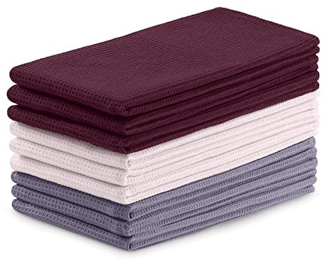 AmeliaHome 9er Set Geschirrtücher Baumwolle Küchentücher 50x70 cm Waffelpique Waffelstoff Letty Violett Puderrosa Rosa