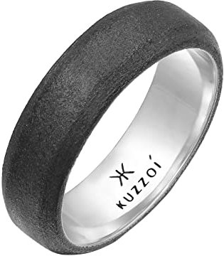 Kuzzoi Herrenring (7 mm) Massiv Handgefertigt, Bandring für Männer aus 925 Sterling Silber, Ehering, Verlobungsring, Freundschaftsring, Unisex Herren Ring oxidiert, Ringgröße 56