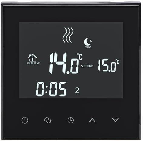 Wengart Home Termostato programmabile WG03-4, AC230V Max3A Touch Screen Display LCD Lavoro per riscaldamento a pavimento radiante Nero