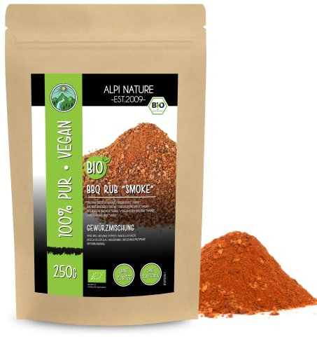 BBQ Rub Räuchergeschmack BIO 250g von Alpi Nature, BBQ Gewürz zum Marinade und Grillen, Gewürzmischung