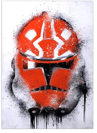 Displate Offiziell Star Wars MetallPoster Magnetische Befestigung Inklusive Lizenziert Bilder Hochwertiges Poster Star Wars - Helmets Graffiti - Ahsoka Graffitti Poster 45 cm x 32 cm