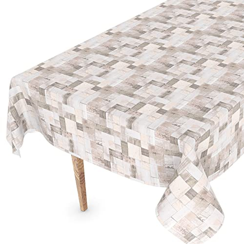 Wachstuchtischdecke Wachstischdecke Tischdecke abwaschbar Gartentischdecke Wachstuch Eckig rund oval 100 x 140cm Schnittkante Holz