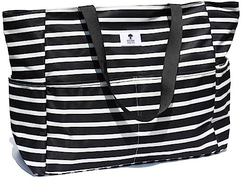 ESVAN Große Strandtasche für Frauen mit trockenem Nassfach, Strandtasche, Reisetasche, Fitnessstudio, Picknick, Spielzeug und Lebensmittelaufbewahrungstaschen, h, Large